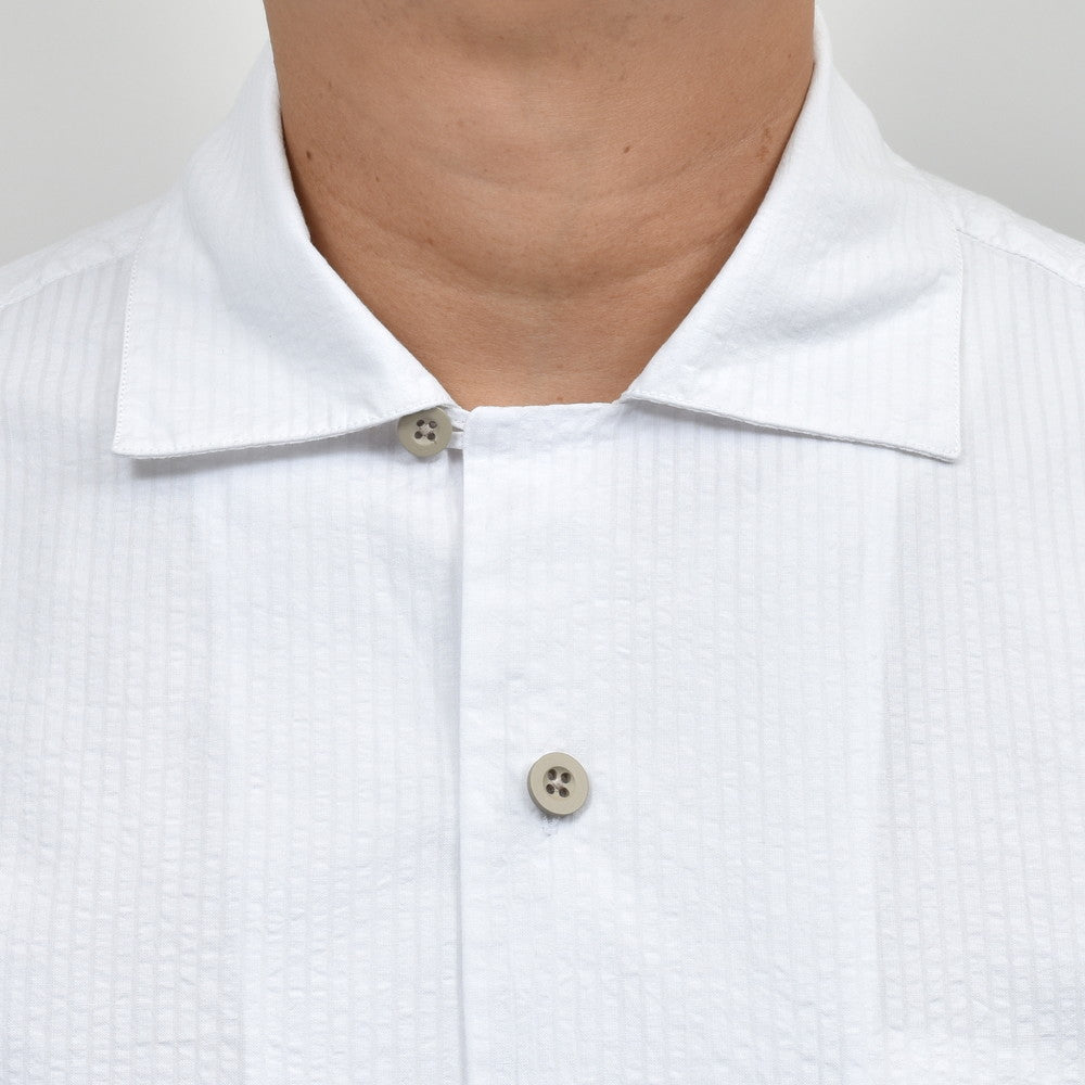 GLANSHIRT(グランシャツ) コットンシアサッカーS/Sオープンカラーシャツ 476-32401