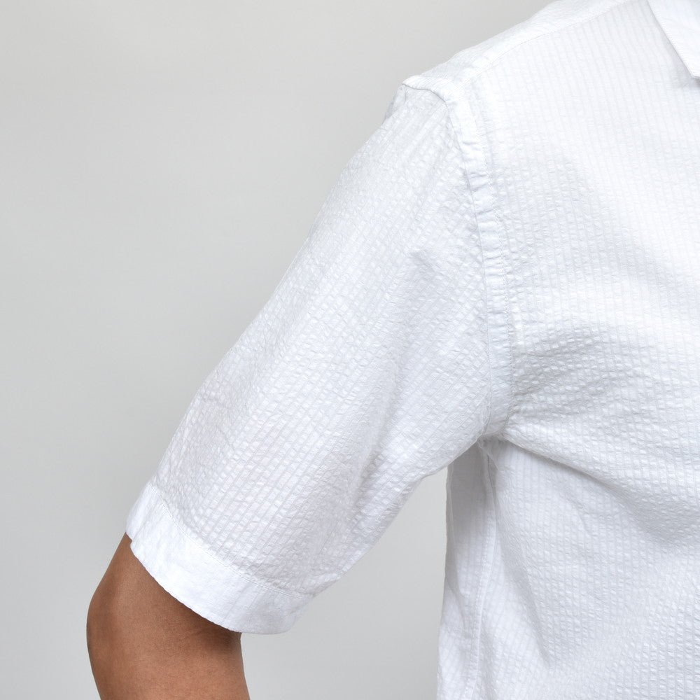 GLANSHIRT(グランシャツ) コットンシアサッカーS/Sオープンカラーシャツ 476-32401
