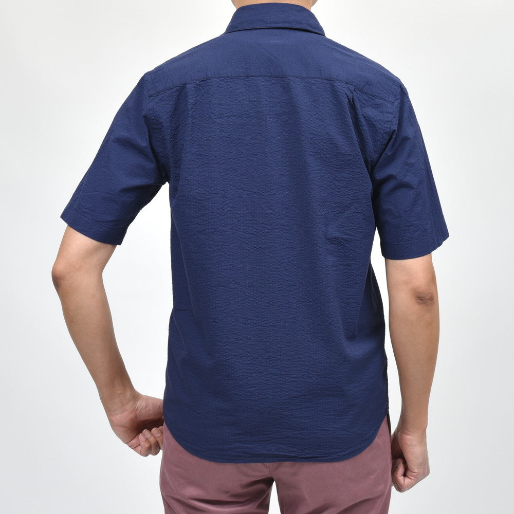 GLANSHIRT(グランシャツ) コットンシアサッカーS/Sオープンカラーシャツ 476-32401