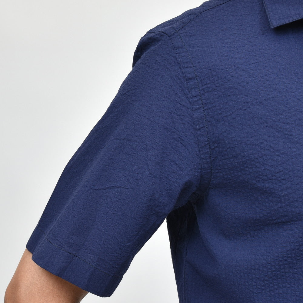 GLANSHIRT(グランシャツ) コットンシアサッカーS/Sオープンカラーシャツ 476-32401