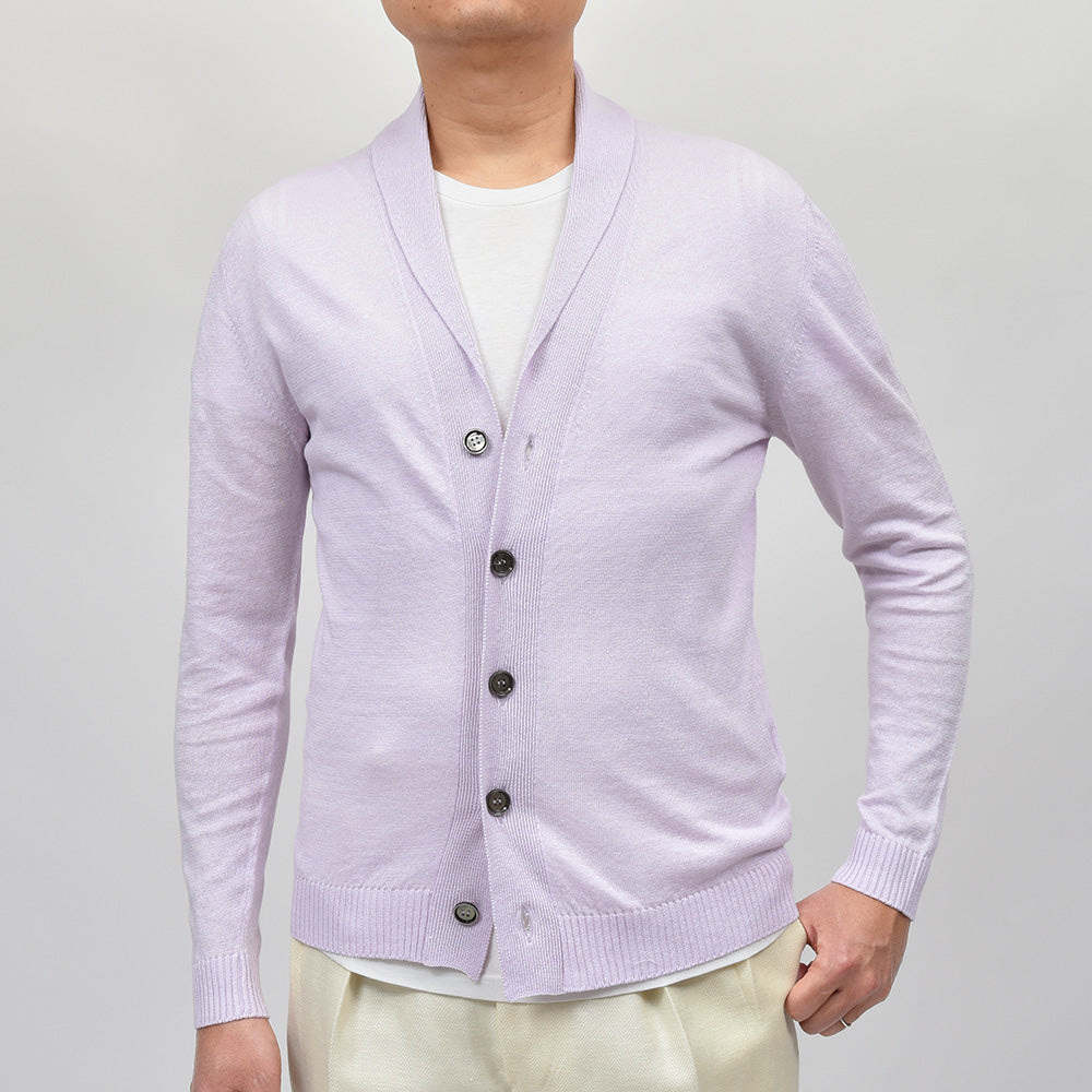 Settefili Cashmere セッテフィーリ カシミア リネン コットン ショールカラー ハイゲージ ニットカーディガン