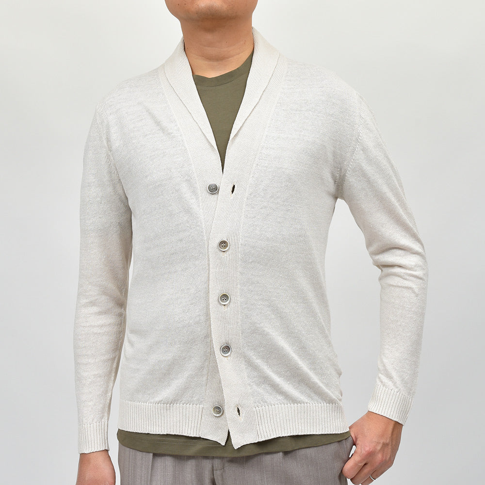 Settefili Cashmere セッテフィーリ カシミア リネン コットン ショールカラー ハイゲージ ニットカーディガン