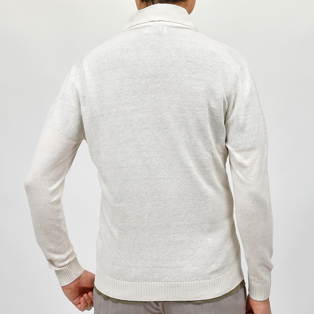 Settefili Cashmere セッテフィーリ カシミア リネン コットン ショールカラー ハイゲージ ニットカーディガン