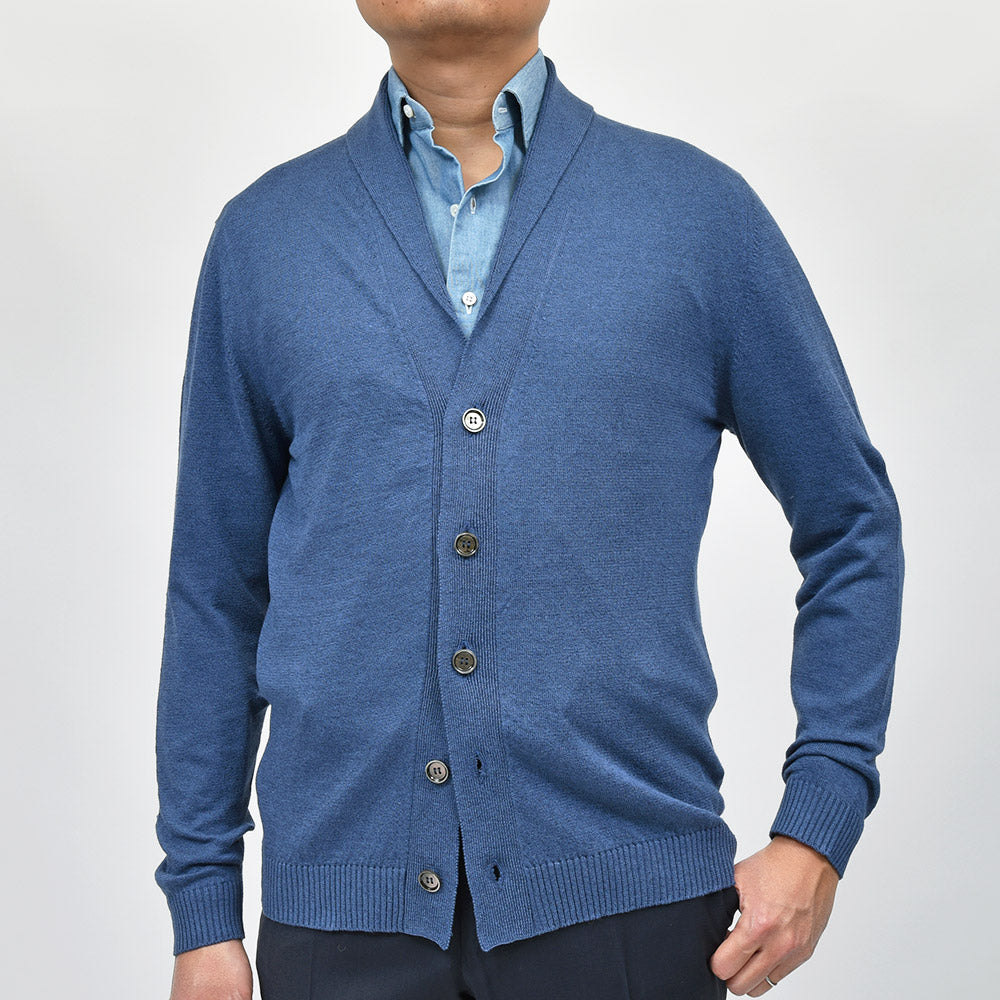 Settefili Cashmere セッテフィーリ カシミア リネン コットン ショールカラー ハイゲージ ニットカーディガン