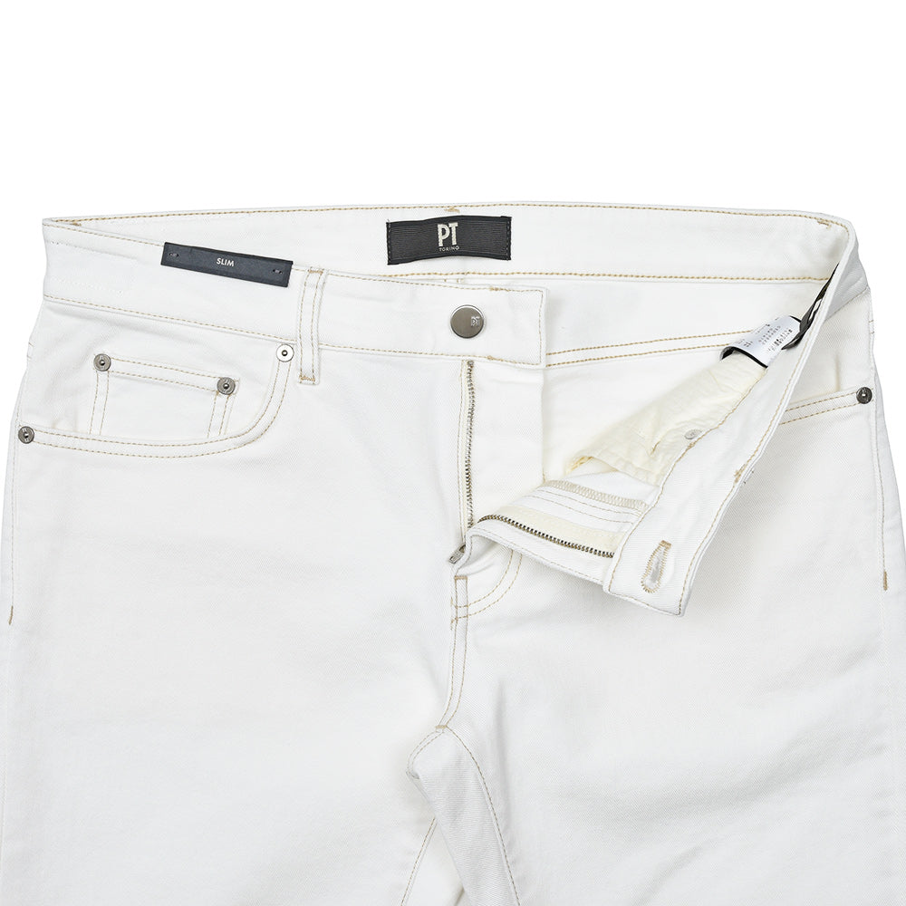 PT TORINO DENIM ピーティートリノデニム コットン ストレッチ ウォッシュド ホワイトデニムパンツ SWING/SUPERSLIM FIT/OA1410