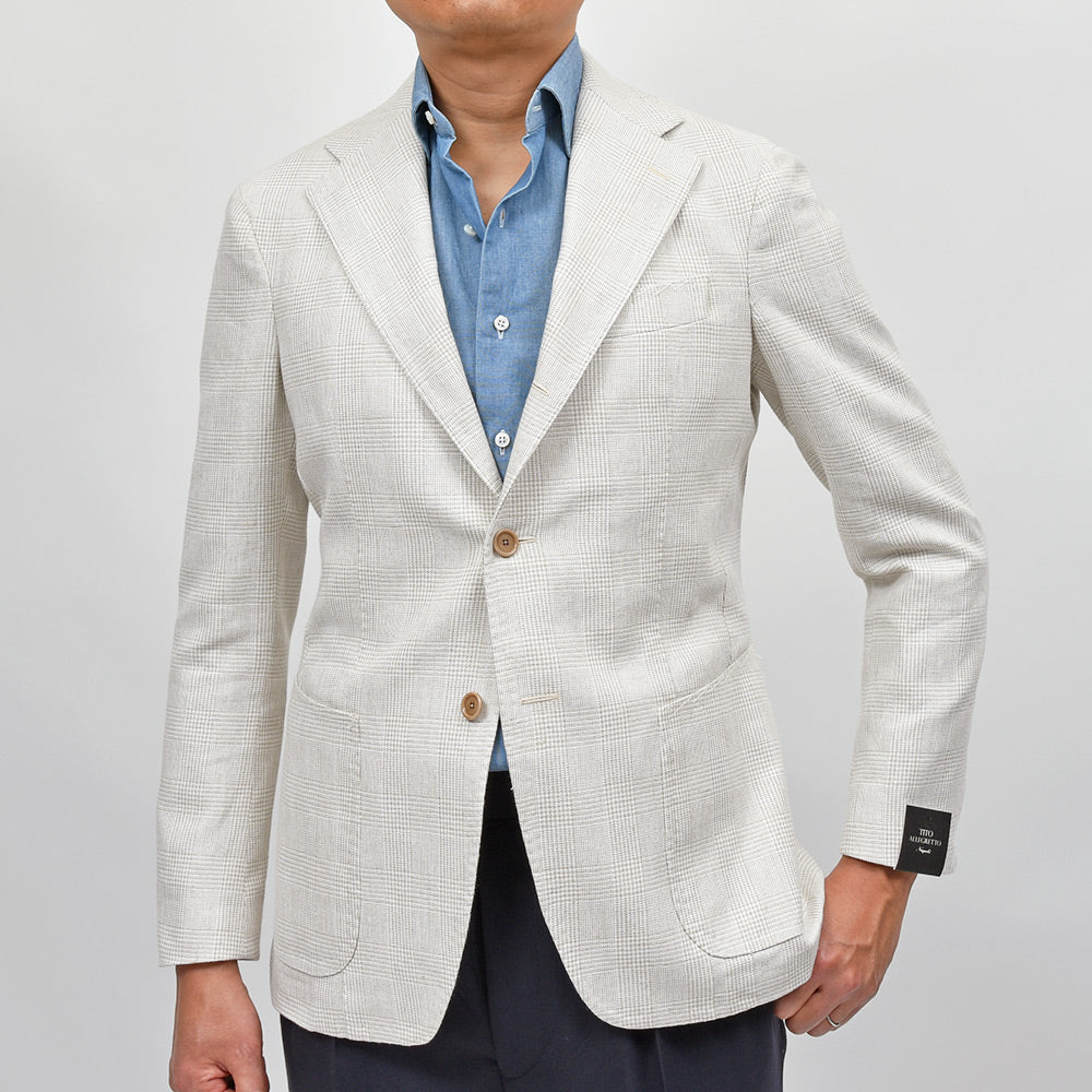 TITO ALLEGRETTO ティト アレグレット リネン コットン グレンチェック シングル3Bジャケット