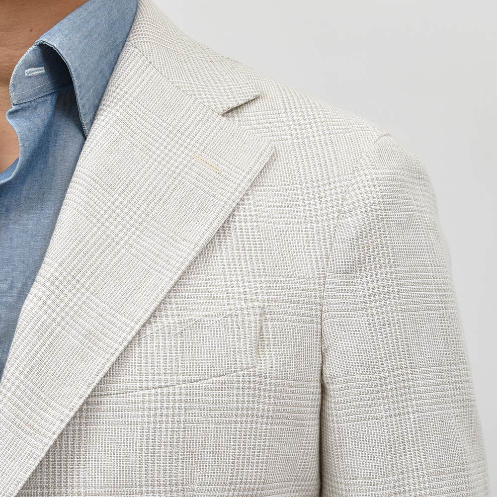 TITO ALLEGRETTO ティト アレグレット リネン コットン グレンチェック シングル3Bジャケット