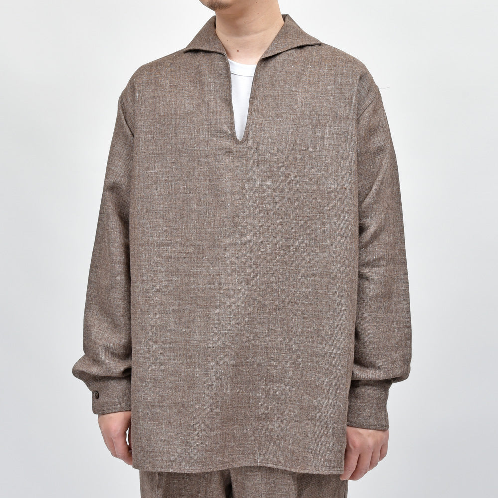 moncao(モンサオ) ウールリネンスキッパーシャツ M021357