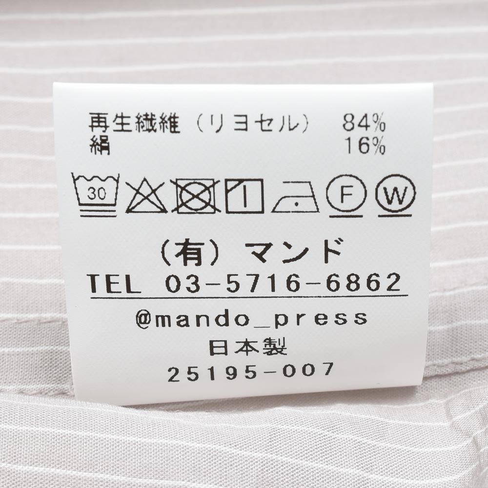 mando(マンド) リヨセルシルクストライプハーフジップS/Sプルオーバーシャツ 25195-007