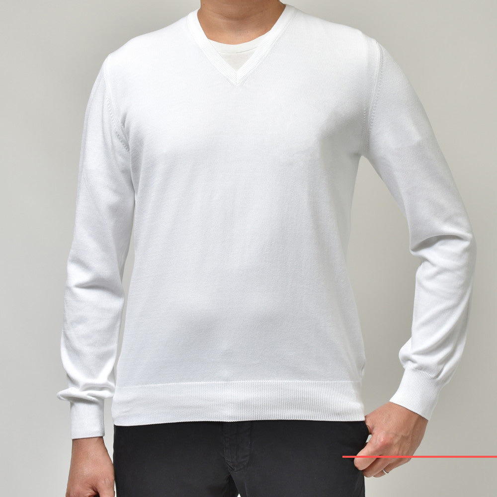 GRAN SASSO(グランサッソ) 12ゲージソフトコットンVネックニット 55149/18190