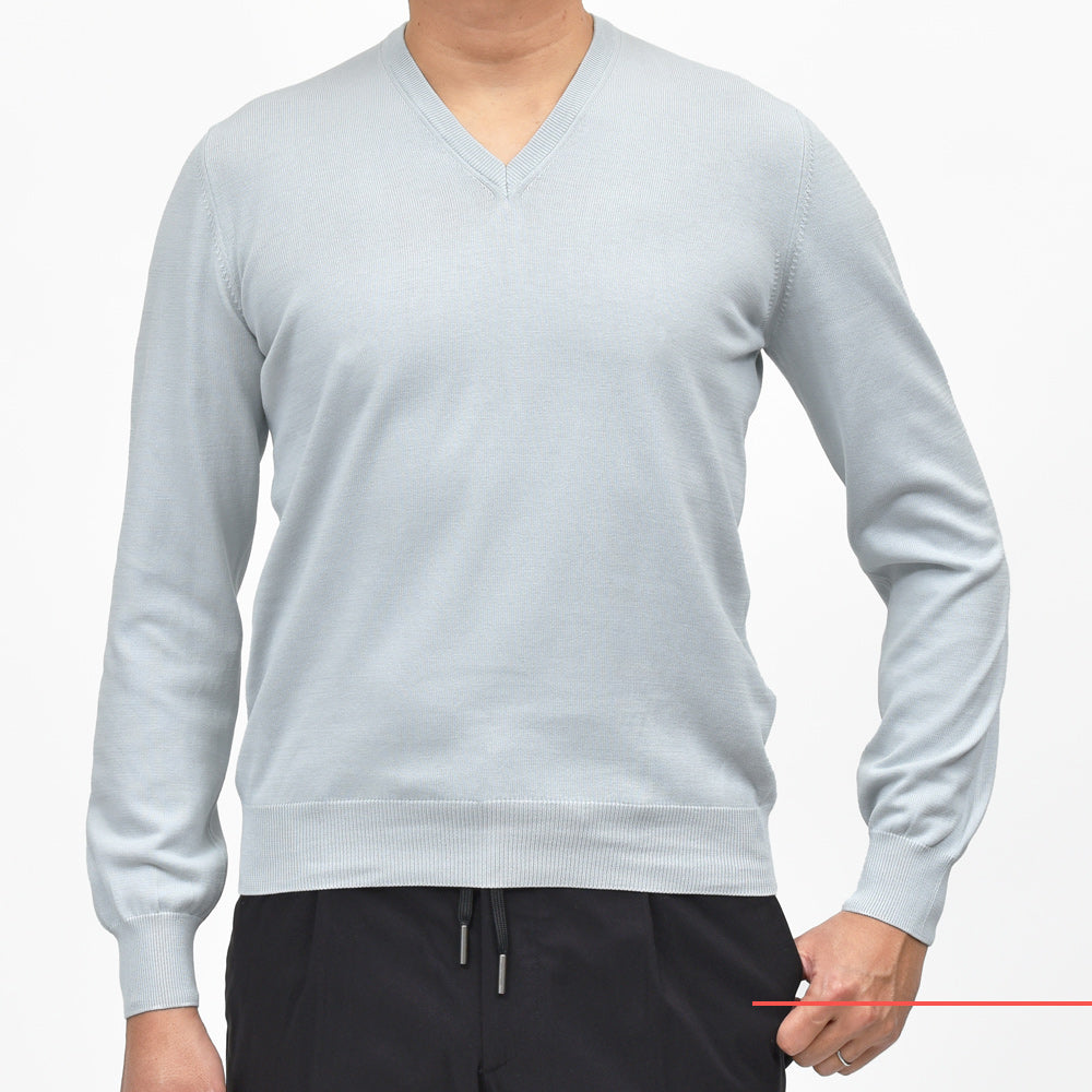 GRAN SASSO(グランサッソ) 12ゲージソフトコットンVネックニット 55149/18190