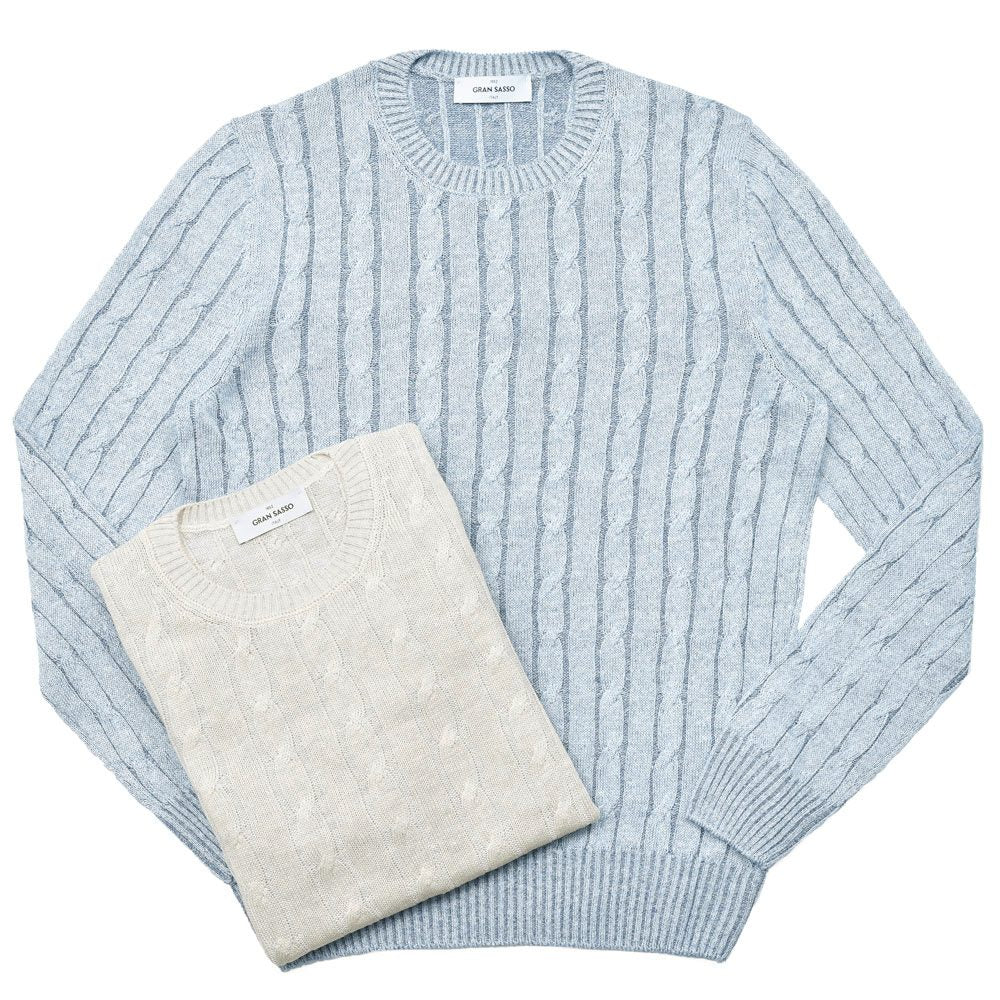 GRAN SASSO(グランサッソ) リネンコットンケーブルクルーネックニット 23180/18639