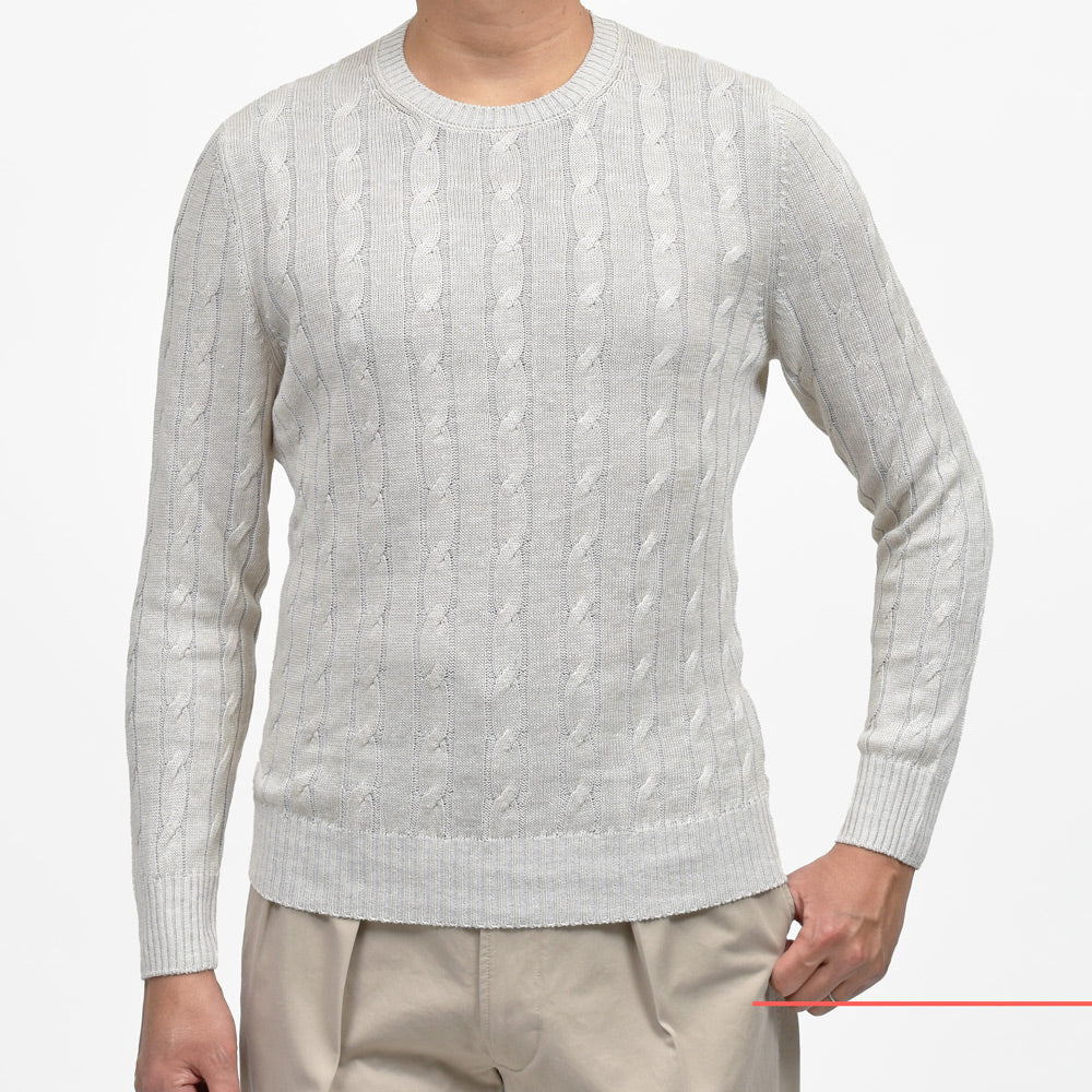 GRAN SASSO(グランサッソ) リネンコットンケーブルクルーネックニット 23180/18639