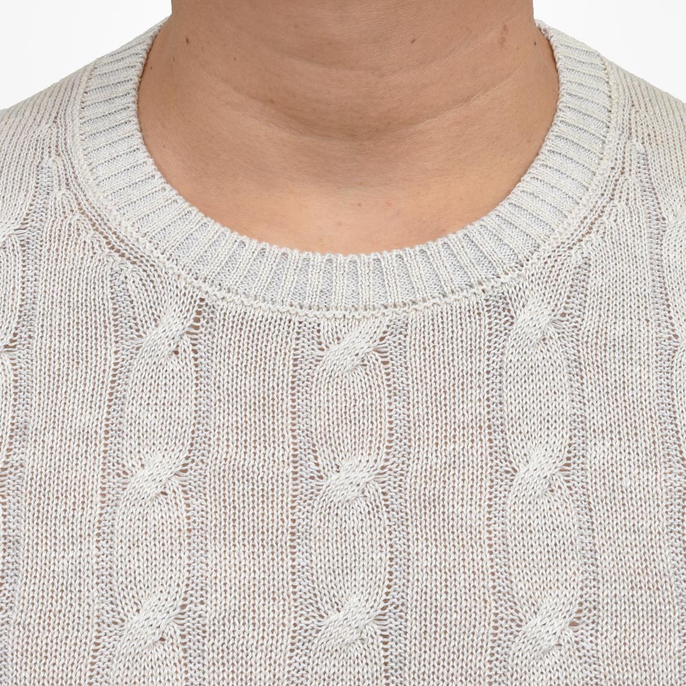 GRAN SASSO(グランサッソ) リネンコットンケーブルクルーネックニット 23180/18639