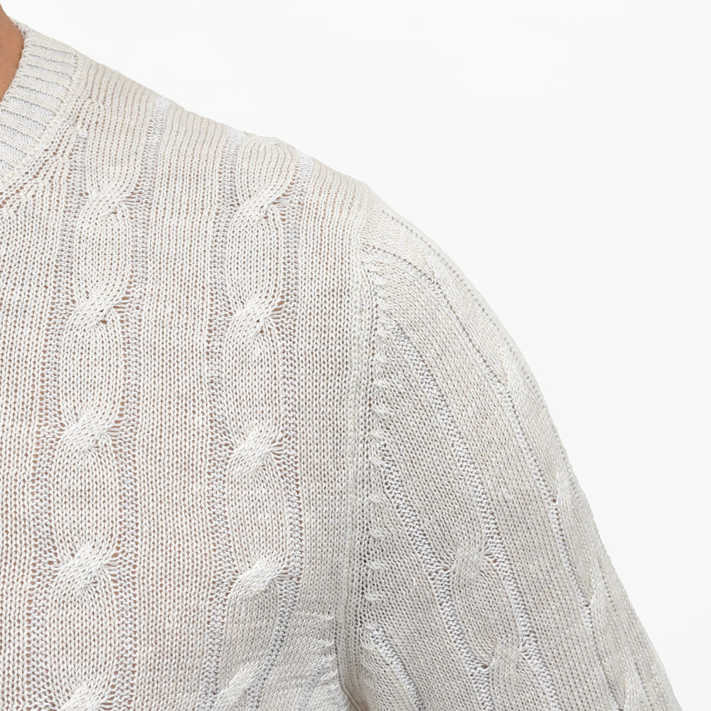 GRAN SASSO(グランサッソ) リネンコットンケーブルクルーネックニット 23180/18639