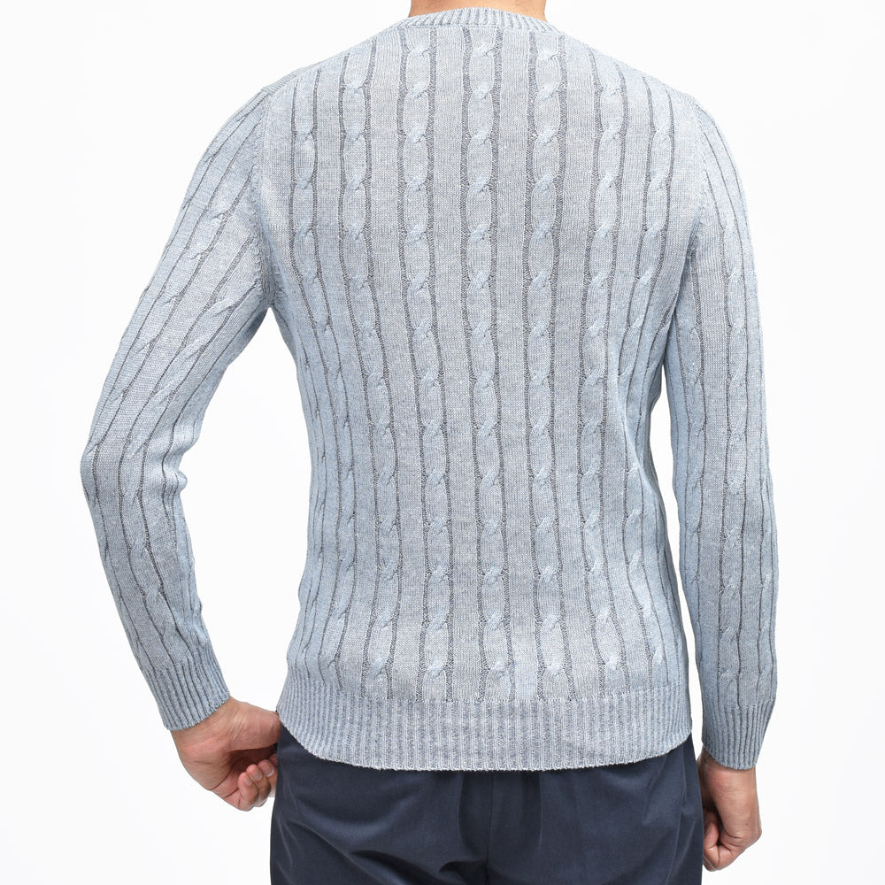 GRAN SASSO(グランサッソ) リネンコットンケーブルクルーネックニット 23180/18639