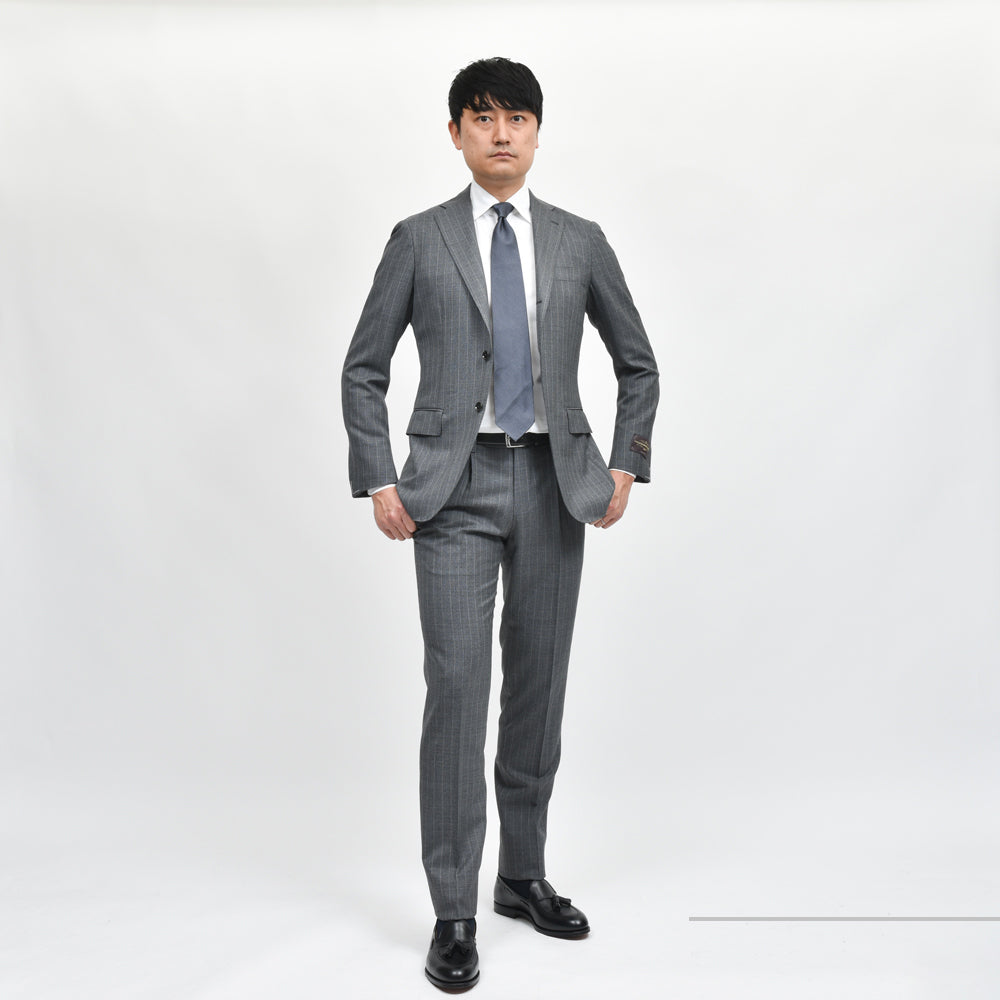 guji(グジ) ウールトロピカルピンストライプ3B1プリーツスーツ (MADE BY RING JACKET / VITALE BARBERIS CANONICOファブリック使用)【春/夏】1