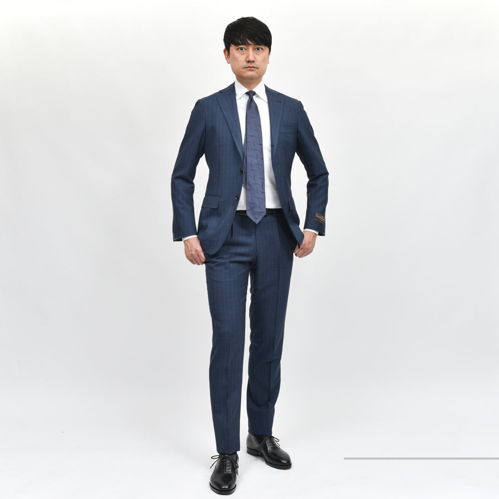 guji(グジ) ウールトロピカルピンストライプ3B1プリーツスーツ (MADE BY RING JACKET / VITALE BARBERIS CANONICOファブリック使用)【春/夏】1