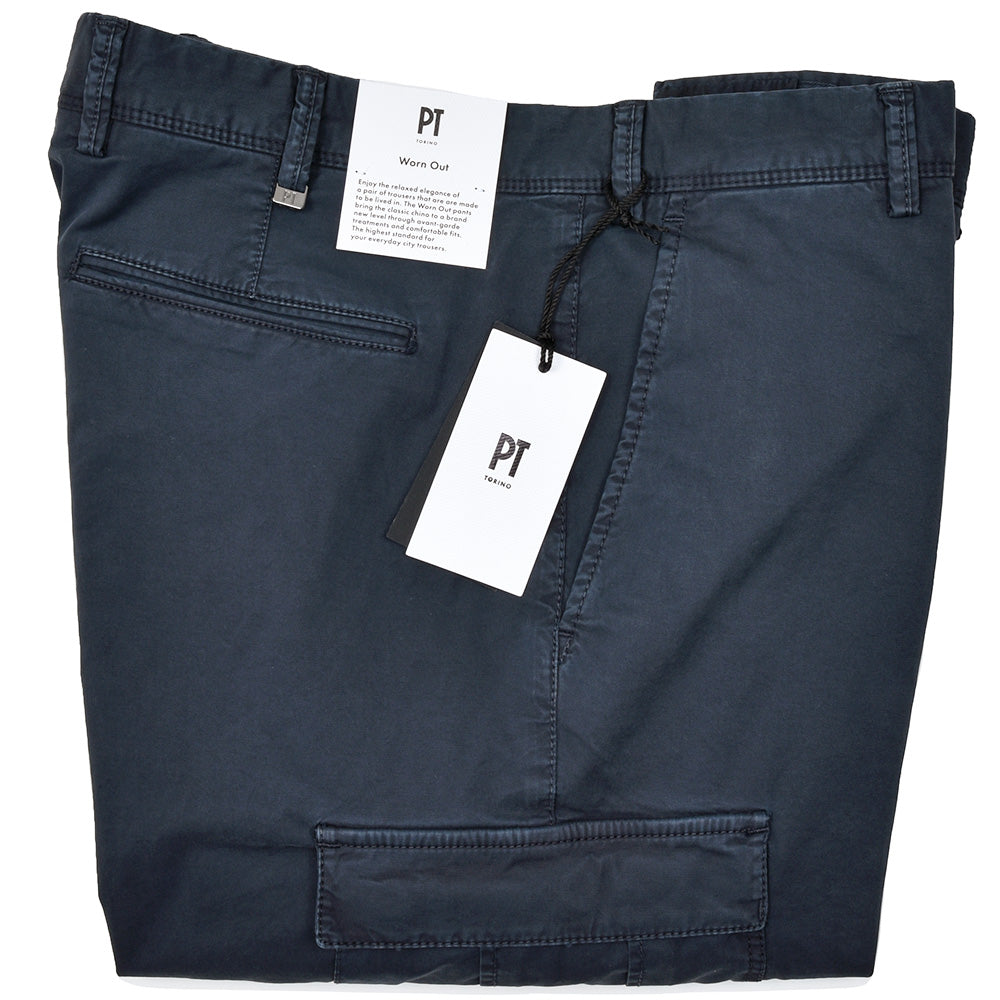 PT TORINO ピーティー トリノ WORN OUT コットン ストレッチ ガーメントダイ ライトギャバジン ノープリーツ カーゴパンツ REBEL FIT/NU77