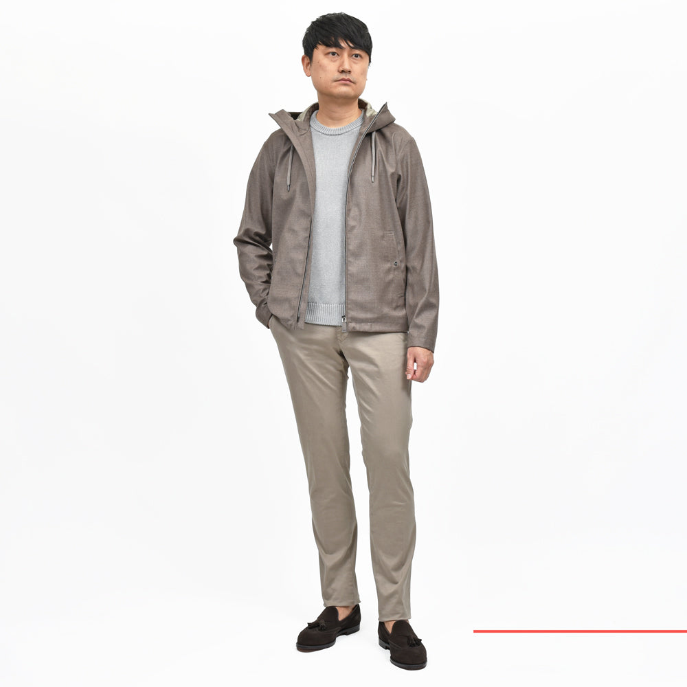 HERNO(ヘルノ) Loro Piana RAIN SYSTEM ウールシルクサキソニーフーディーブルゾン GI000454U-33441