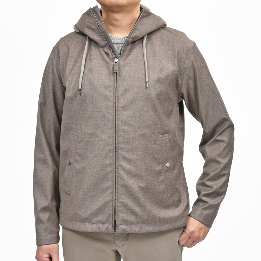 HERNO(ヘルノ) Loro Piana RAIN SYSTEM ウールシルクサキソニーフーディーブルゾン GI000454U-33441