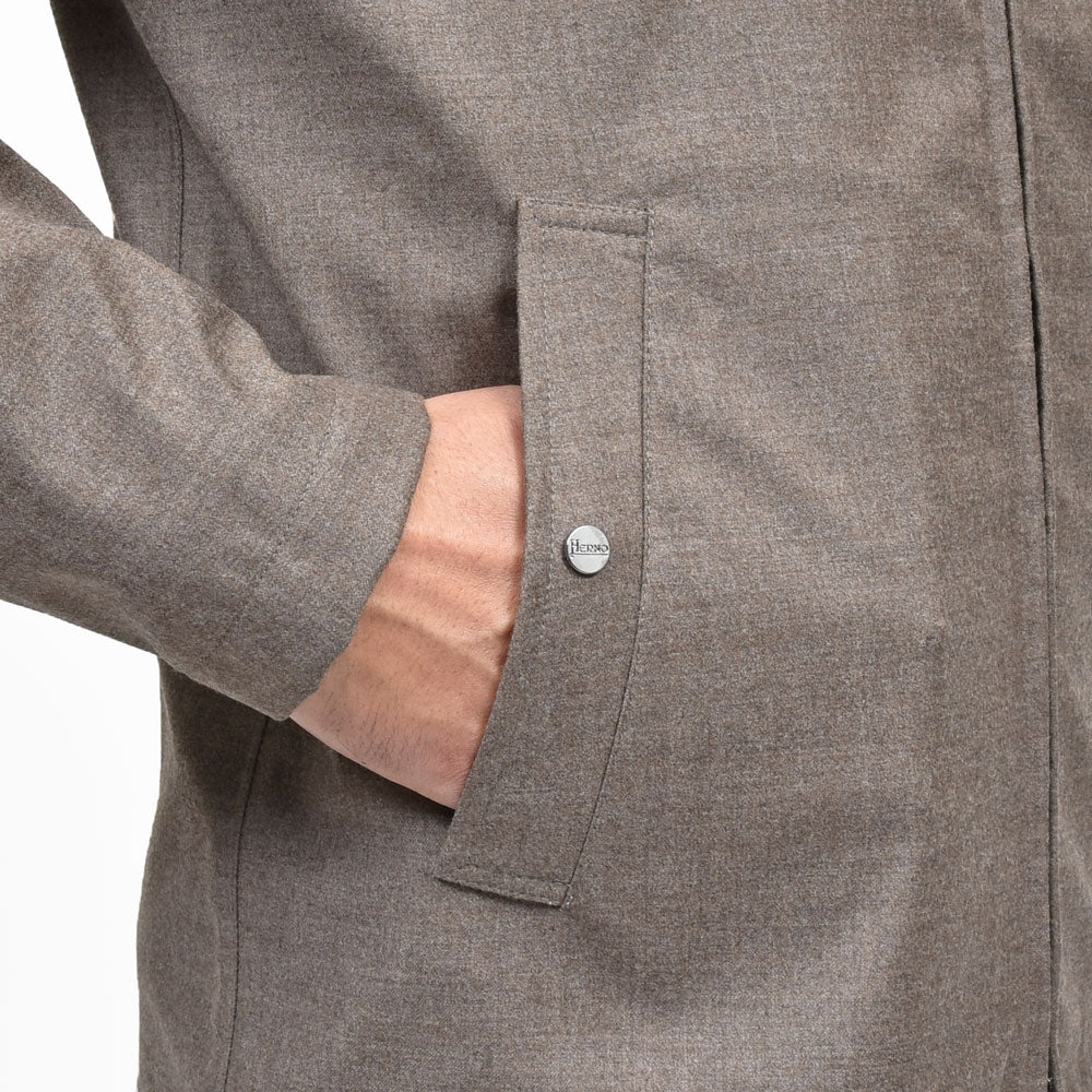 HERNO(ヘルノ) Loro Piana RAIN SYSTEM ウールシルクサキソニーフーディーブルゾン GI000454U-33441