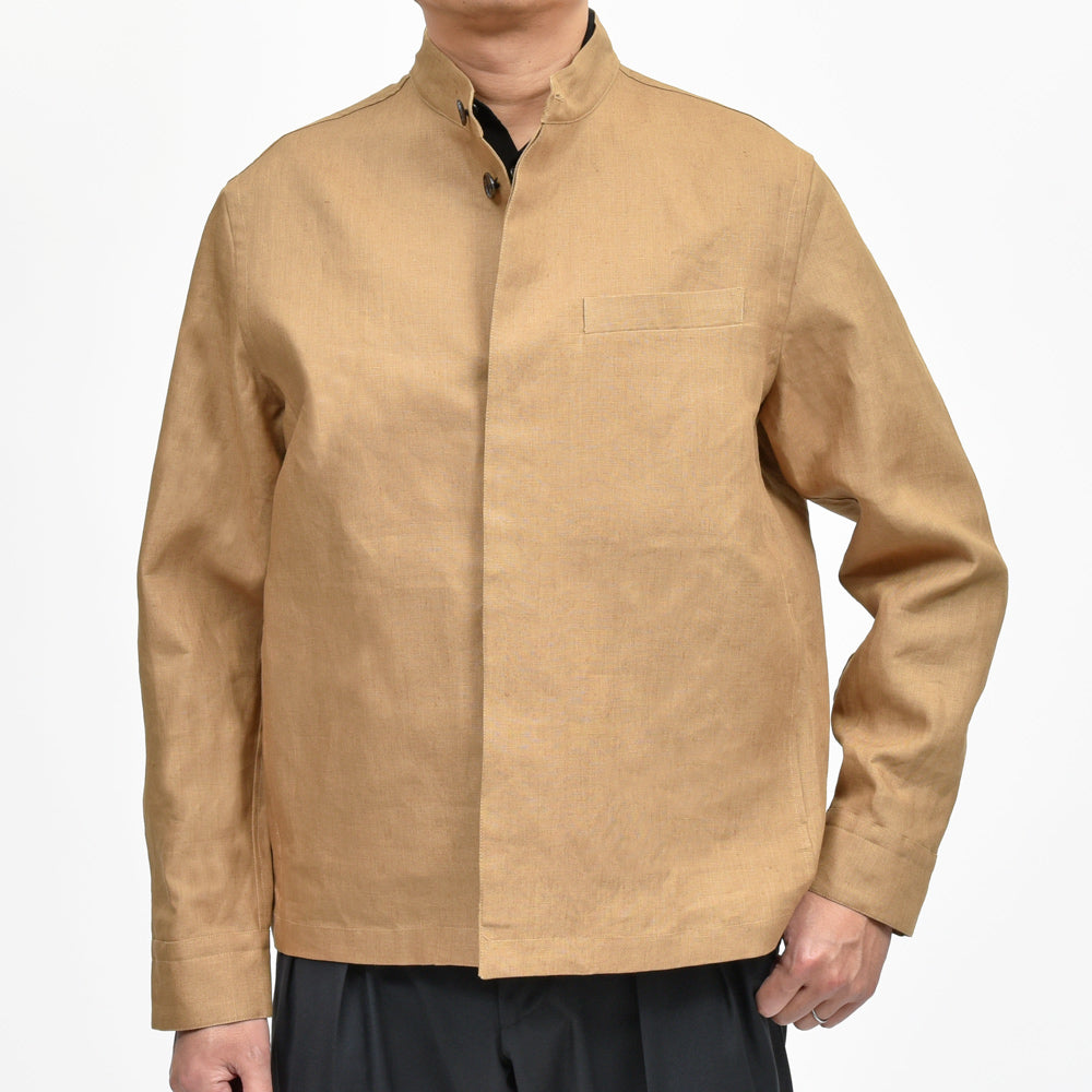 CARUSO(カルーゾ) OVERSHIRTオーバーシャツ アイリッシュリネンスタンドカラーショートジャケット MS21G