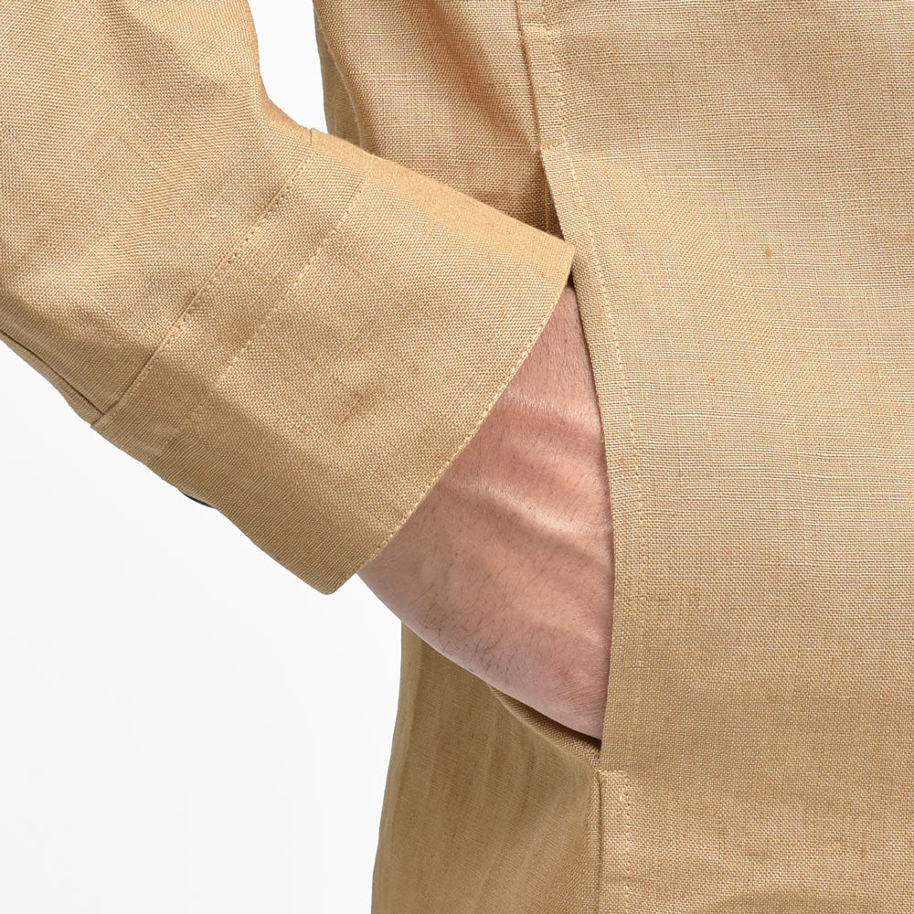 CARUSO(カルーゾ) OVERSHIRTオーバーシャツ アイリッシュリネンスタンドカラーショートジャケット MS21G