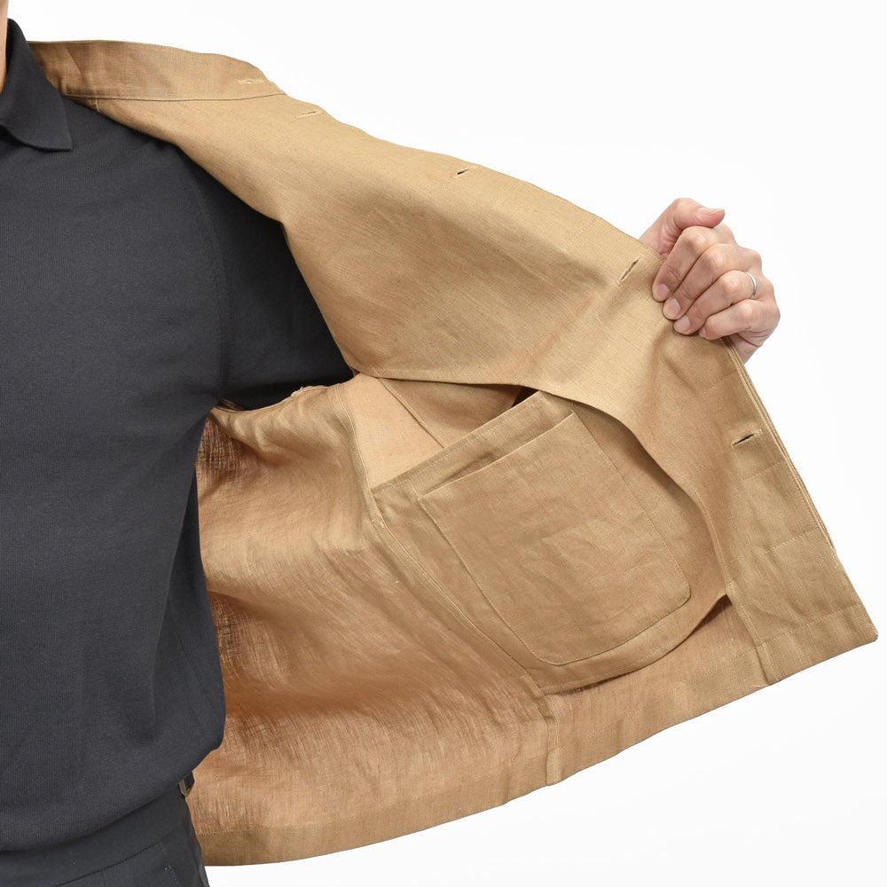 CARUSO(カルーゾ) OVERSHIRTオーバーシャツ アイリッシュリネンスタンドカラーショートジャケット MS21G