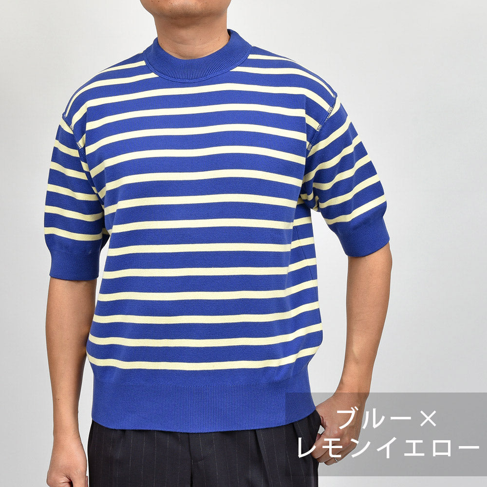 ROYAL MER ロワイヤルメール HUGO-R コットン ミドルゲージ ボーダー クルーネックニット