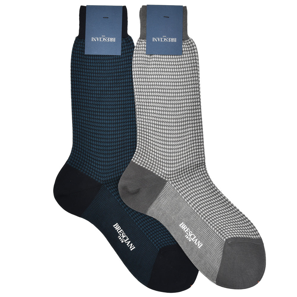 BRESCIANI(ブレッシアーニ) コットンハウンドトゥースドレスソックス 18051200146