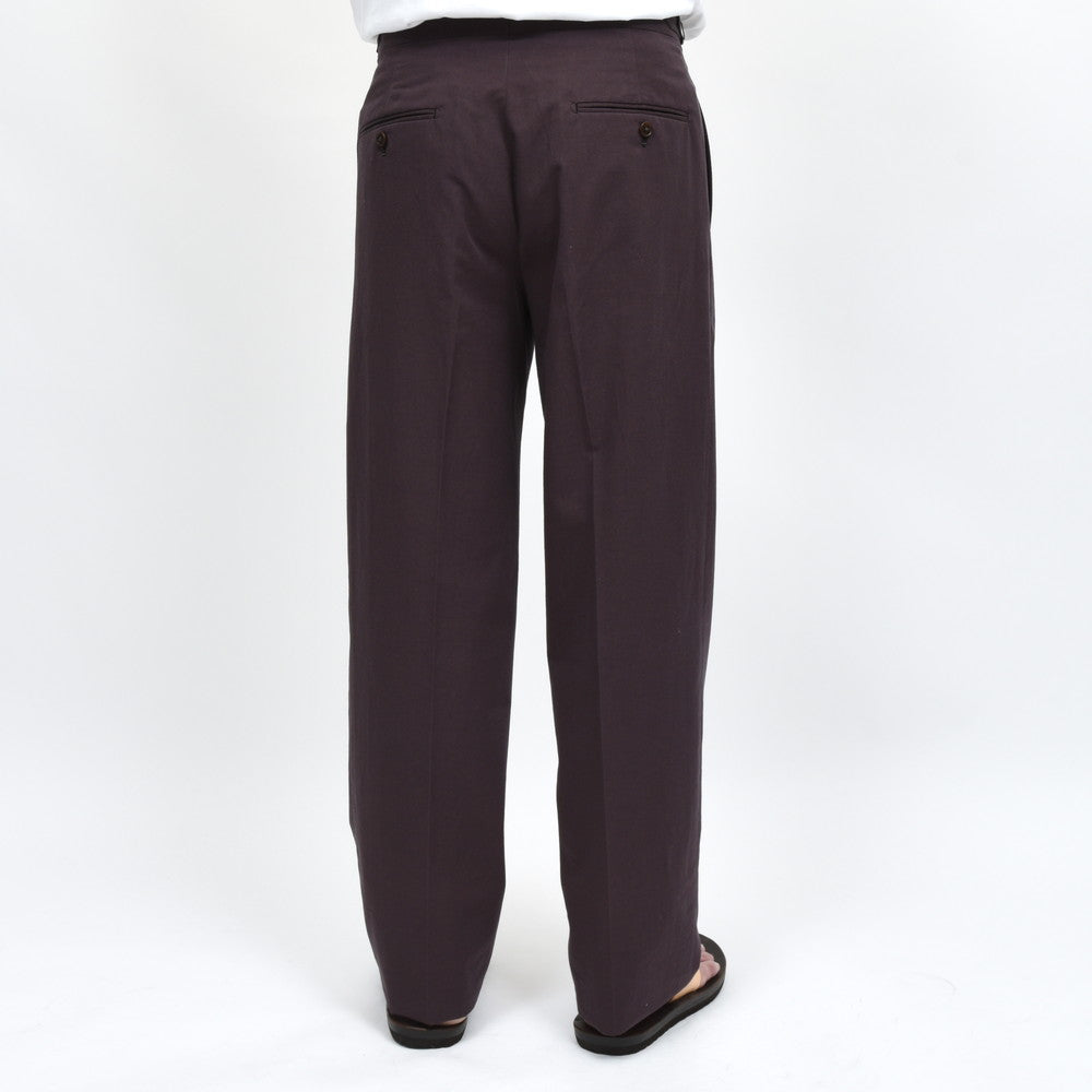 garoh(ガロウ) pants03 コットンリネンツイル1プリーツサイドアジャスターテーパードパンツ