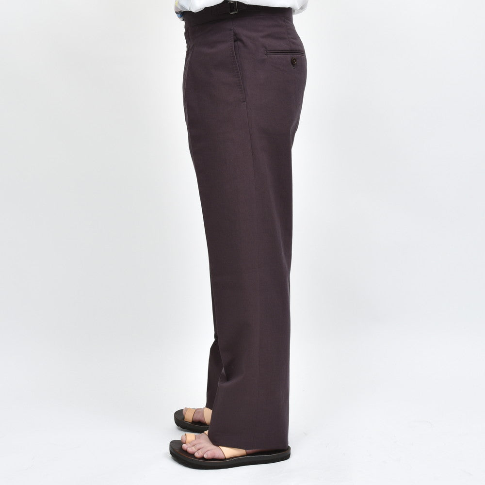 garoh(ガロウ) pants03 コットンリネンツイル1プリーツサイドアジャスターテーパードパンツ