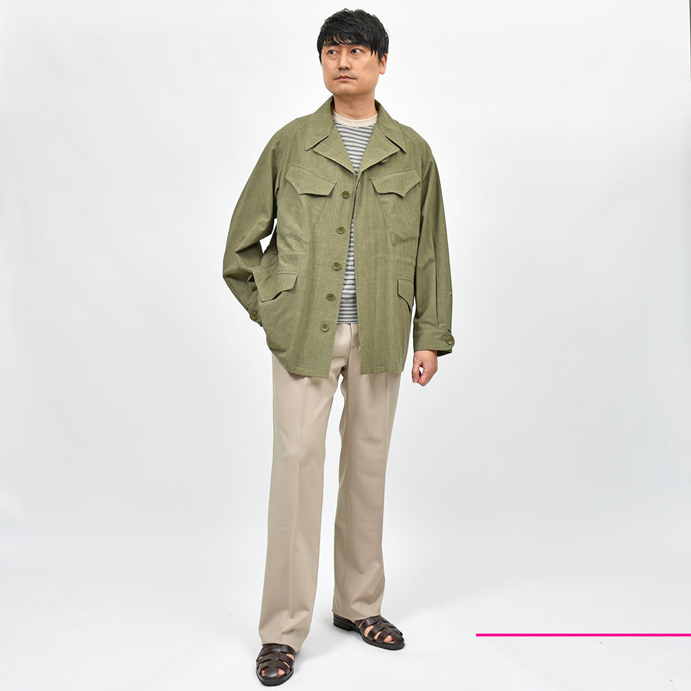 COHERENCE コヒーレンス ROBERT-P ウール モヘア リネン ポリエステル パッカブル 撥水 ラグランスリーブ フィールドジャケット