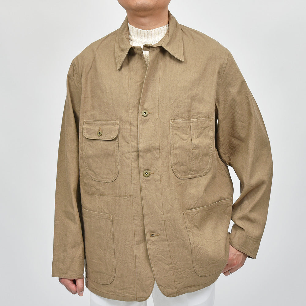COHERENCE コヒーレンス JACKSON リネン コットン LINEN/COTTON CHEVRON ワークジャケット