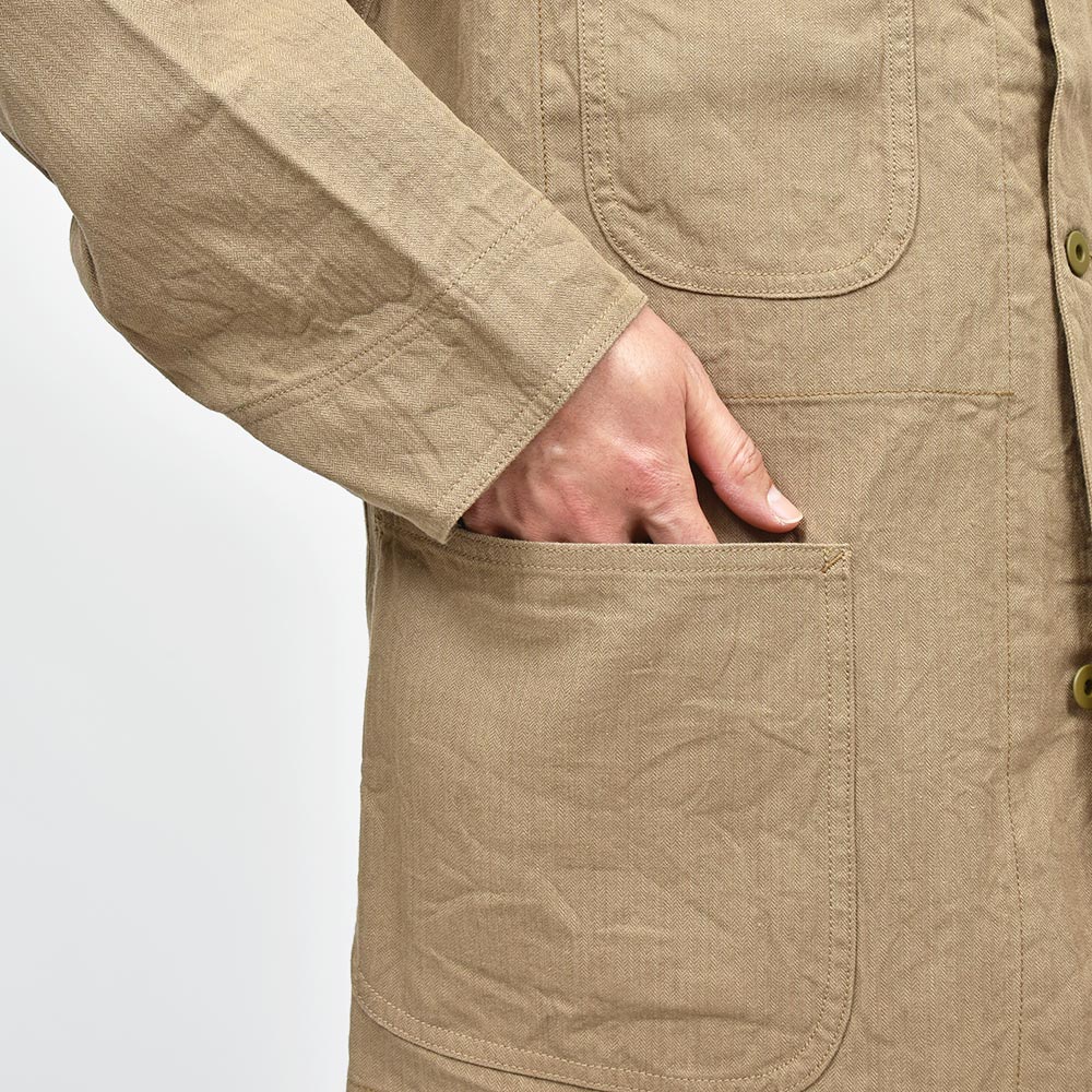 COHERENCE コヒーレンス JACKSON リネン コットン LINEN/COTTON CHEVRON ワークジャケット