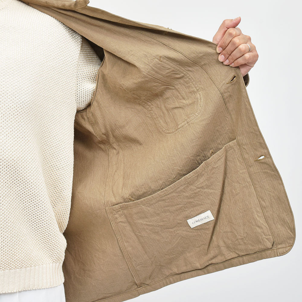 COHERENCE コヒーレンス JACKSON リネン コットン LINEN/COTTON CHEVRON ワークジャケット