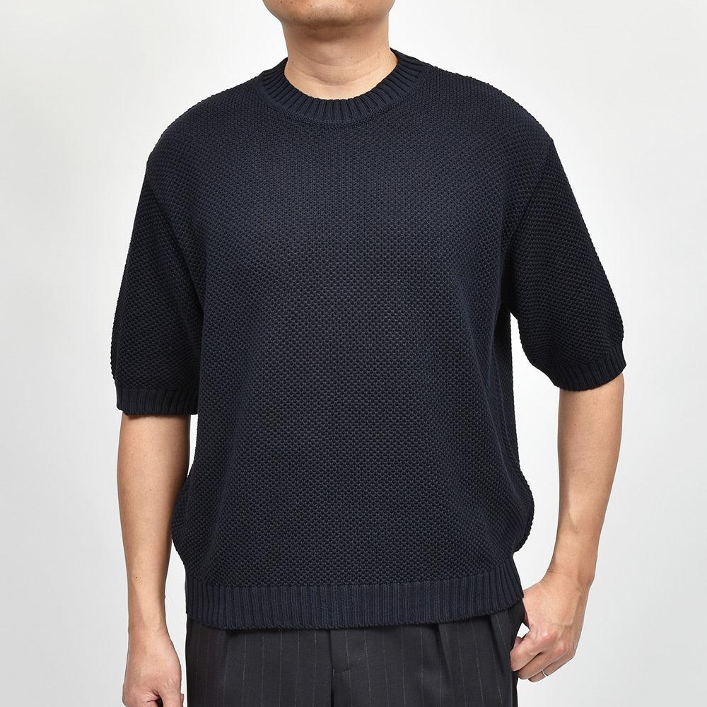 ROYAL MER ロワイヤルメール HECTOR-U コットン メッシュ ミドルゲージ クルーネックニット