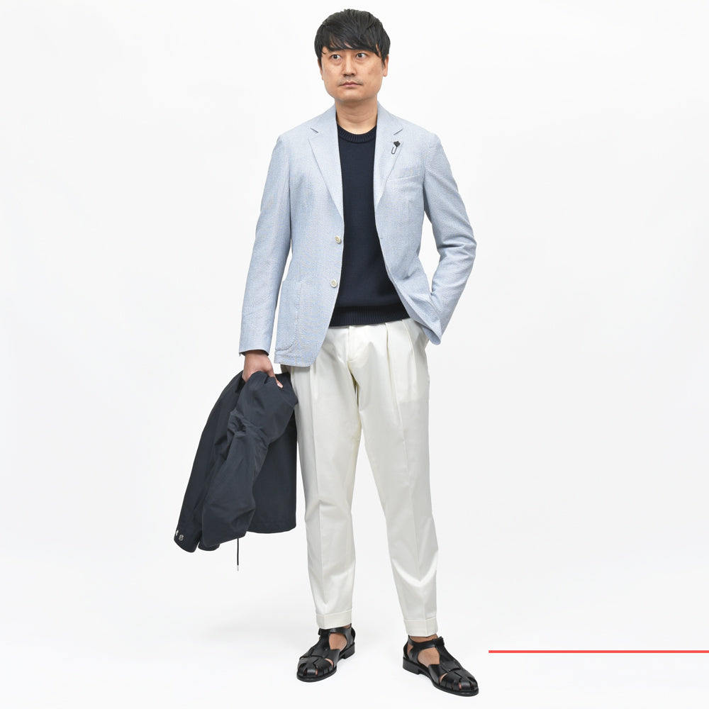 LARDINI(ラルディーニ) ROMAローマ ストレッチシアサッカーストライプ2Bジャケット JB6202Q85/ESIF64502