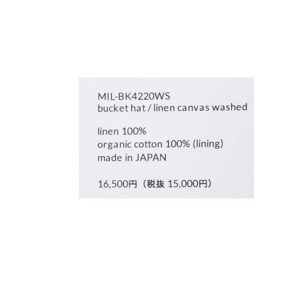 MATURE HA._MIL(マチュアーハ ミル) bucket hat linen canvas washed リネンバケットハット BK4220WS