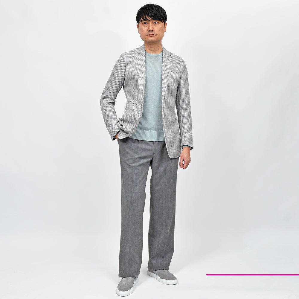 SIPARIO by STILE LATINO シパーリオ バイ スティレ ラティーノ FLAVIO リネンシルクコットン ハウンドトゥース シングル2Bジャケット