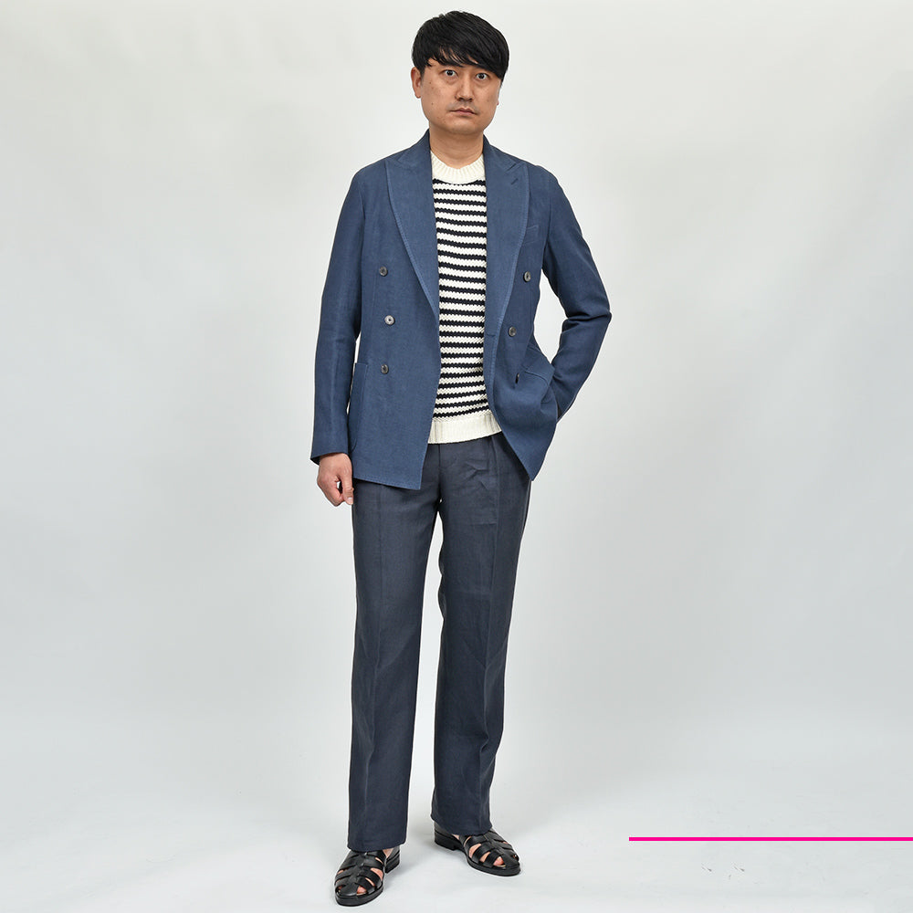 BERNARD ZINS ベルナール ザンス H8 CROISIERE リネン 2インプリーツ ワイドパンツ