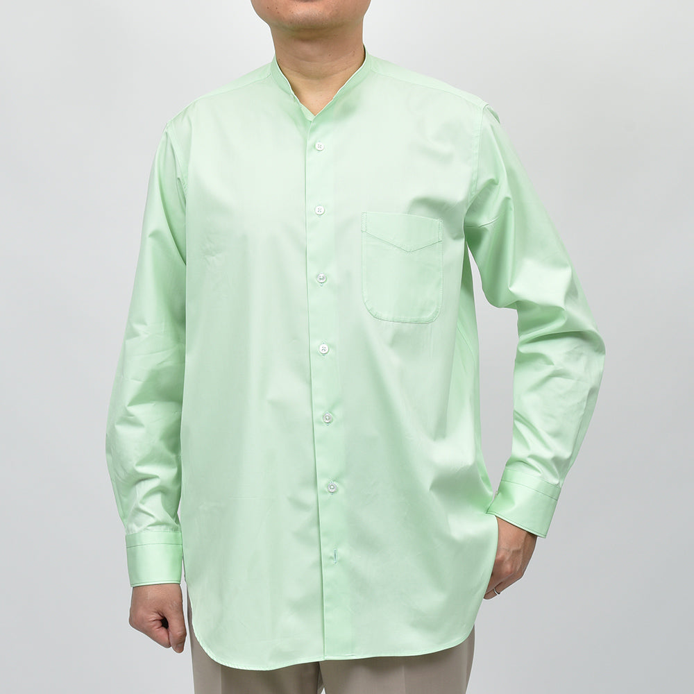 APPLETREES アップルツリーズ OPEN TRAVELER SHIRTS コットン ポプリン バンドカラーシャツ