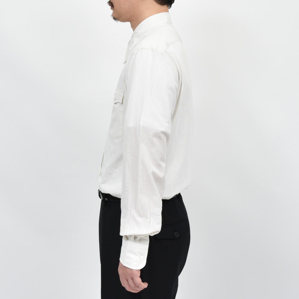 HUSBANDS(ハズバンズ) コットンストライプワイドカラーシャツ H12E CBCTL CONCWT