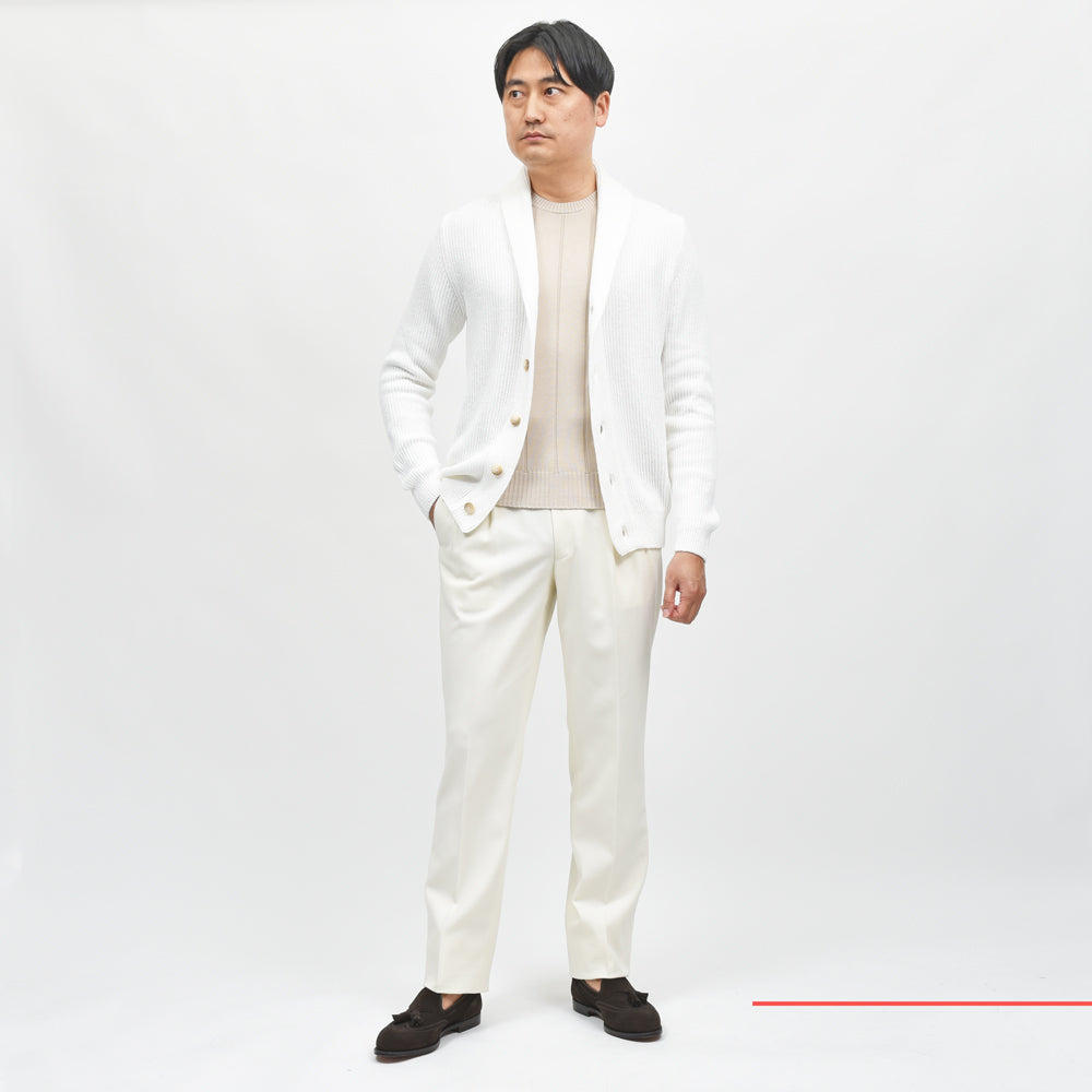 GRAN SASSO(グランサッソ) コットンナイロンブークレショールカラーニットカーディガン 23138/22119