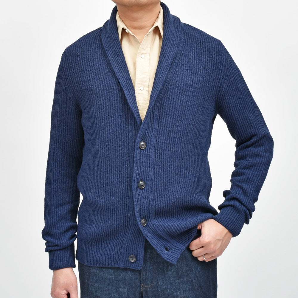 GRAN SASSO(グランサッソ) コットンナイロンブークレショールカラーニットカーディガン 23138/22119