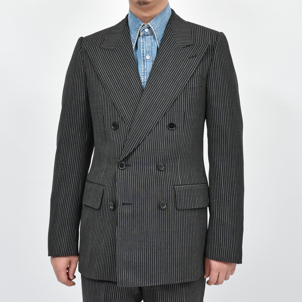 HUSBANDS(ハズバンズ) ウールピンストライプダブルブレストジャケット H12E CODB WOBKWT