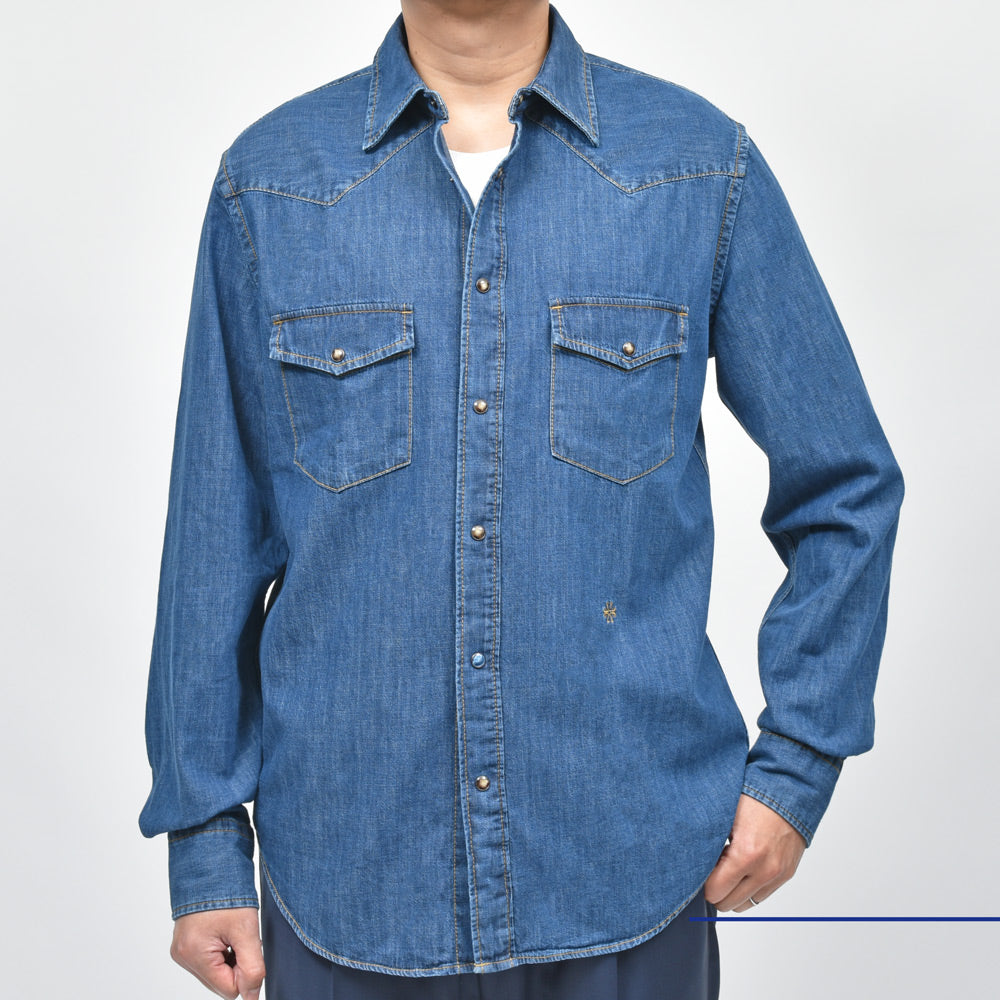 JACOB COHEN(ヤコブコーエン) ウォッシュドコットンデニムウエスタンシャツ 226-31417