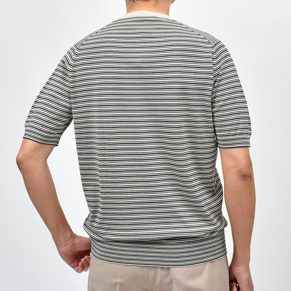 JOHN SMEDLEY ジョンスメドレー WILBUR シーアイランドコットン 30ゲージ ボーダー クルーネックニット EASY FIT