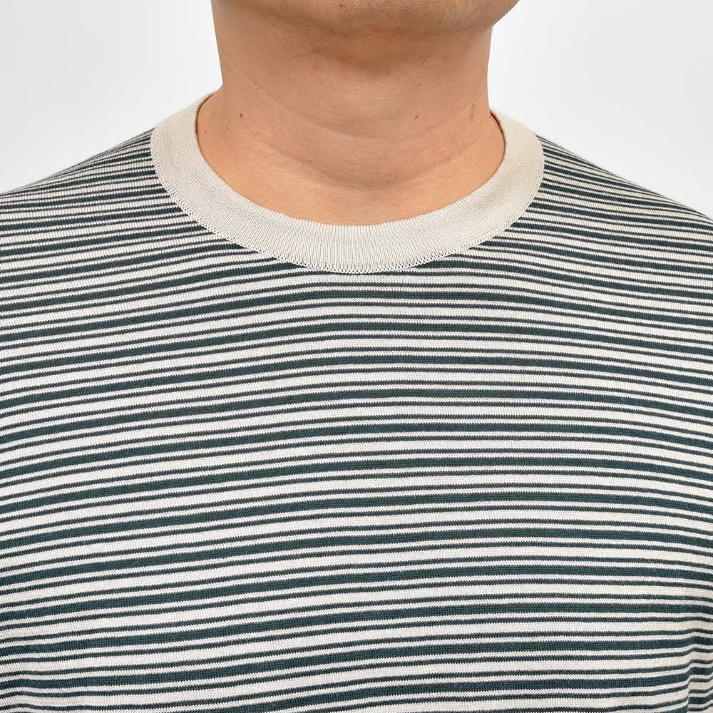 JOHN SMEDLEY ジョンスメドレー WILBUR シーアイランドコットン 30ゲージ ボーダー クルーネックニット EASY FIT